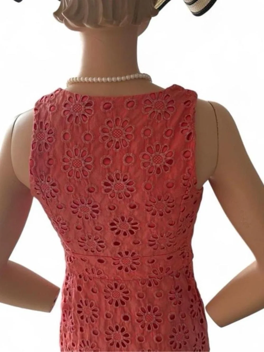 Maeve Coral Eyelet Sleeveless Dress